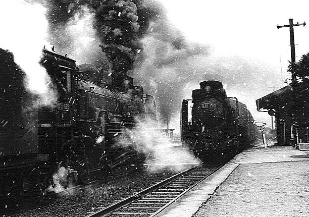 Two engines passing each other